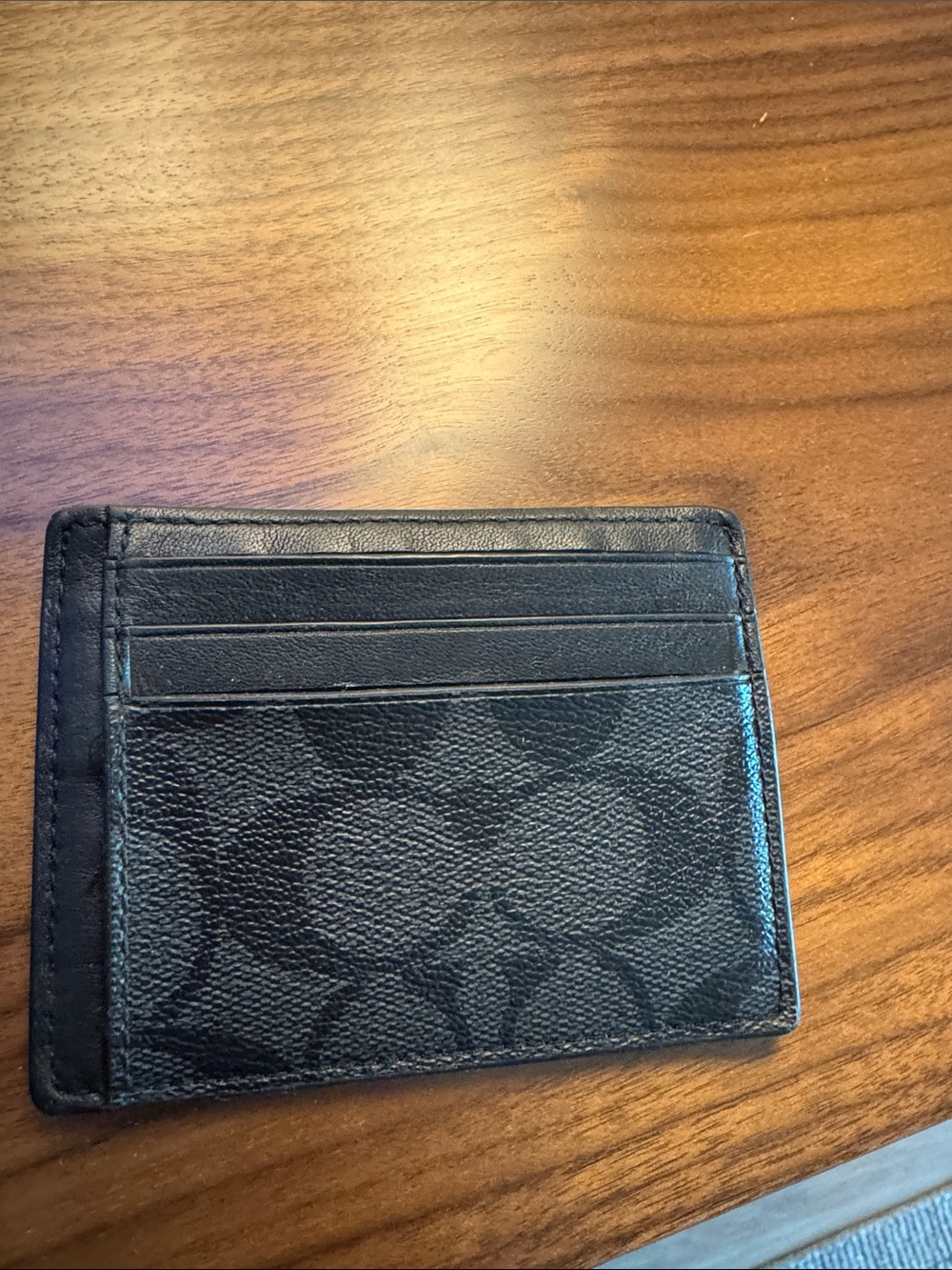 Coach Black Monogram Leather Card Holder